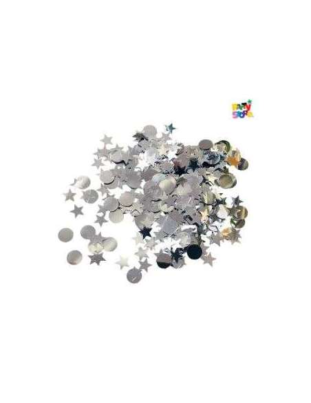 CONFETTI CIRCULOS Y ESTRELLAS PLATEADOS CO08