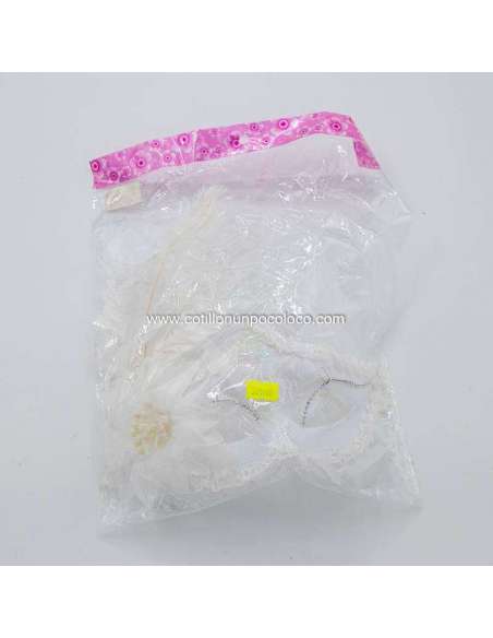 VENECIANA BLANCA CON PLUMA Y FLOR COSTADO FV1 1802