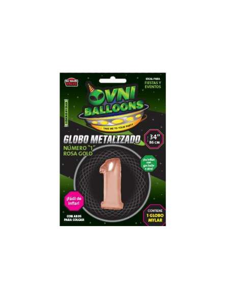 OVN-BL1 34" GLOBO N° 1 ROSA GOLD NARANJA
