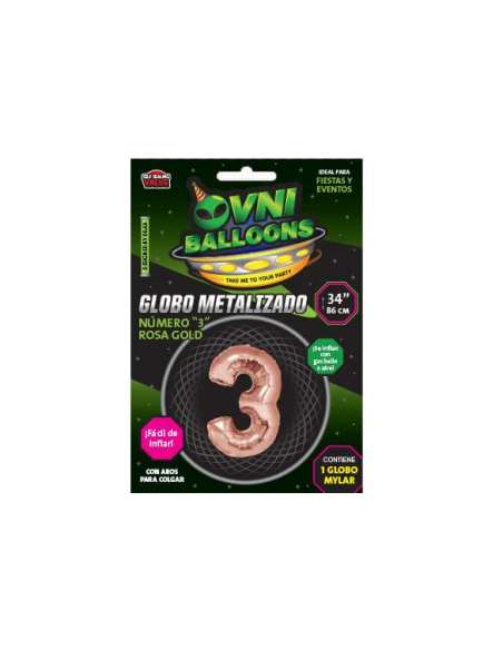 OVN-BL1 34" GLOBO N° 3 ROSA GOLD NARANJA