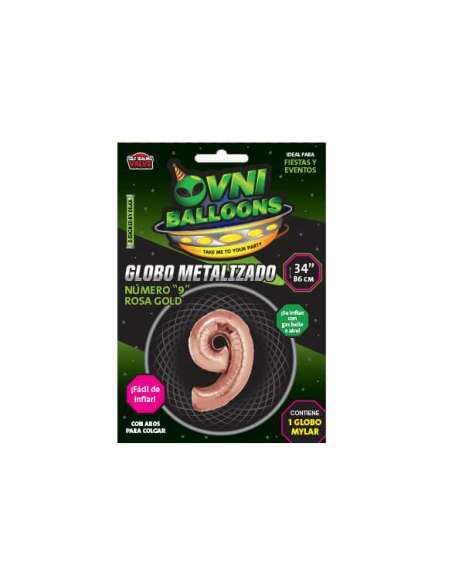 OVN-BL1 34" GLOBO N° 9 ROSA GOLD NARANJA