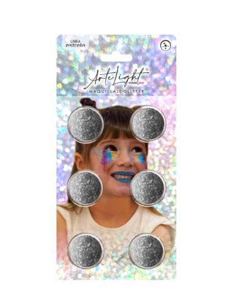 MAQUILLAJE GLITTER x6u x2gr PLATEADO