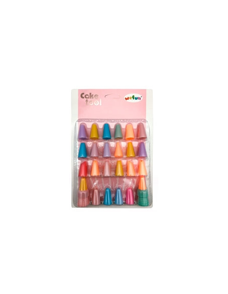 SET 24 PICOS PLASTICOS Y 2 CUPLAS COLOR PASTEL