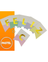 BANDERIN LISO FELIZ CUMPLEAÑOS BI COLOR PASTEL