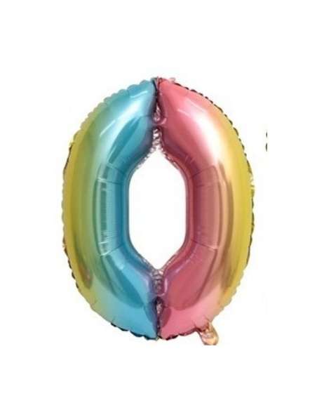 Globo numero arcoiris 0 32" x1