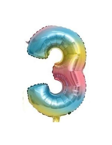 Globo numero arcoiris 3 32" x1