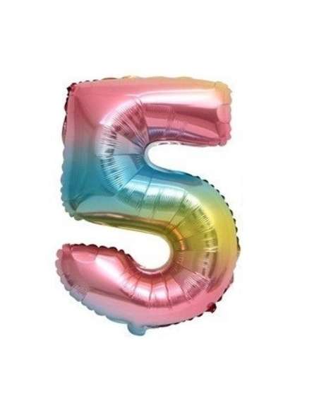Globo numero arcoiris 5 32" x1