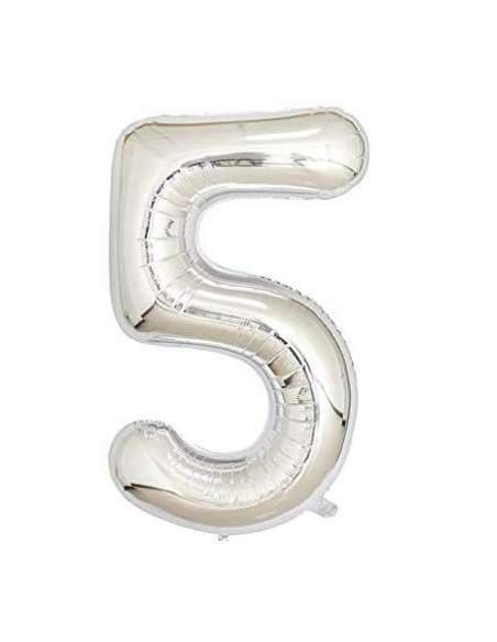 32" GLOBO NUMERO 5 PLATA