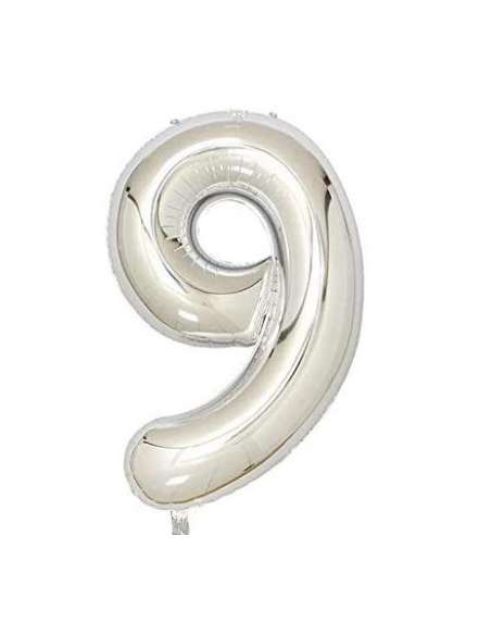 32" GLOBO NUMERO 9 PLATA