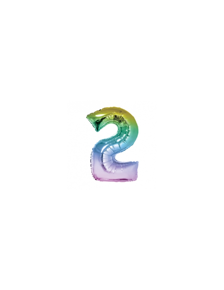 GLOBO NUMERO 2 RAINBOW PASTEL