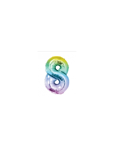 GLOBO NUMERO 8 RAINBOW PASTEL
