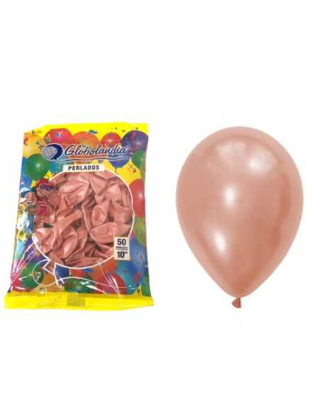 GLOBO PERLADO 10" ROSA GOLDx50