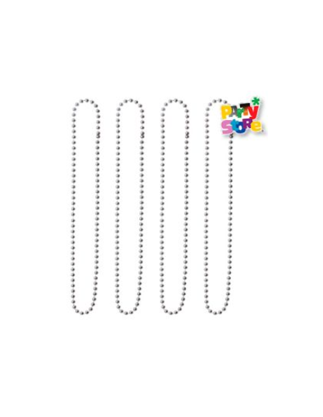 COLLAR DE CUENTAS PLATEADO 80cm x4