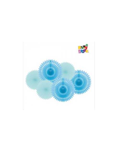 KIT 6 ABANICOS TONOS AZULES