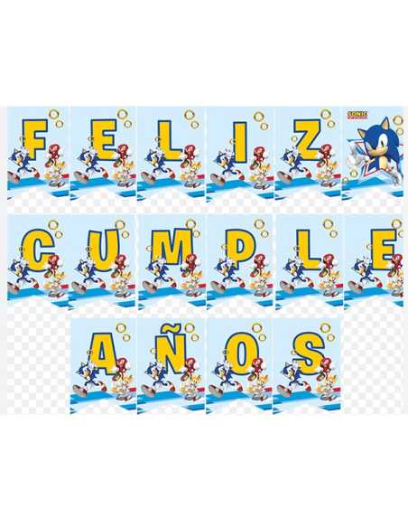 BANDERIN FELIZ CUMPLE SONIC x 1
