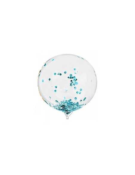 GLOBO BURBUJA 45CM CON CONFETTI METALIZADO CELESTE