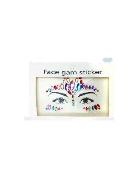 CRISTALES AUTOADHESIVOS PARA ROSTRO PLANCHA x12 MINI PACK SURTIDO MULTICOLOR