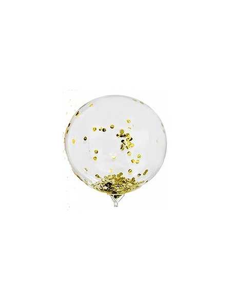 GLOBO BURBUJA 18 CON CONFETTI METALIZADO DORADO