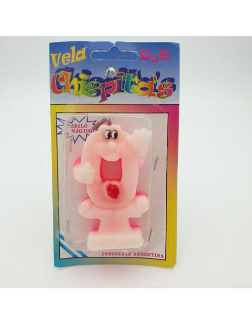 VELA NUMEROTE BICOLOR CARITAS ROSA 0