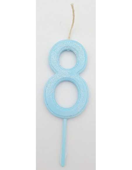 NUMERO 8 CELESTE PASTEL GLITTER