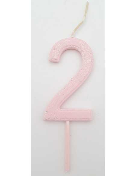 NUMERO 2 ROSA PASTEL GLITTER