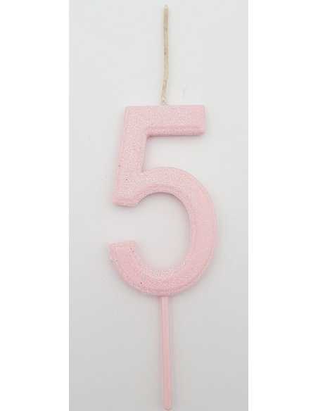 NUMERO 5 ROSA PASTEL GLITTER