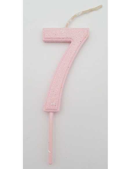 NUMERO 7 ROSA PASTEL GLITTER