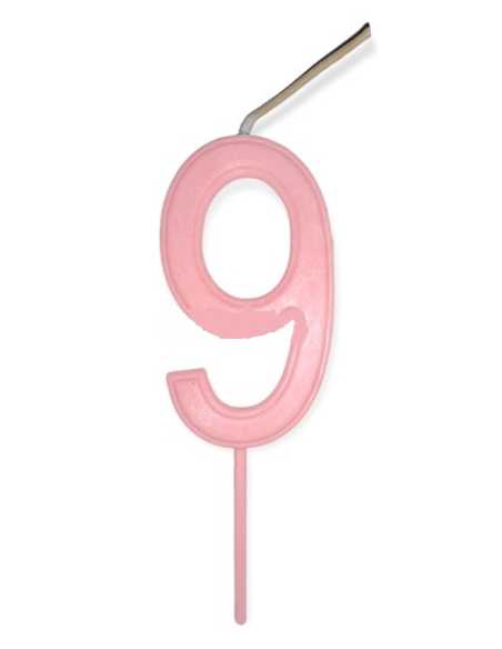NUMERO 9 ROSA PASTEL GLITTER
