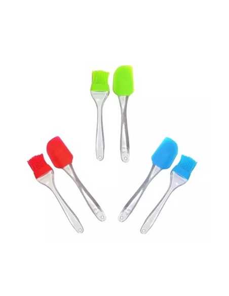 PROMO SET ESPATULA Y PINCEL DE SILICONA CHICO 19cm COLORES SURTIDOS x1