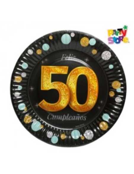 PLATO DE POLIPAPEL 17cm 50 AÑOS x6