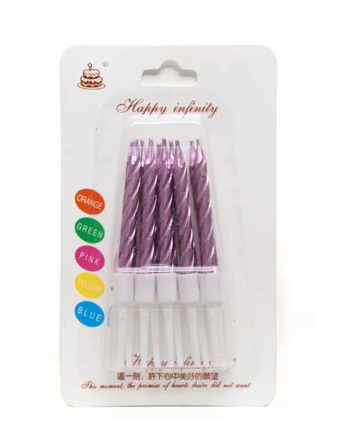 VELAS TORNEADAS METALIZADAS ROSA GOLD x1
