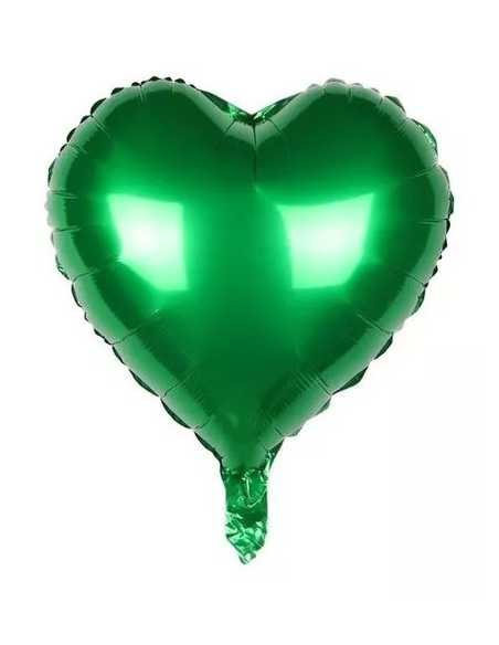GLOBO FOIL 10" CORAZON SIMPLE VERDE x1
