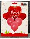 SET 6 GLOBOS CORAZON MET LATEX I LOVE YOU LETRAS ROJAS x1