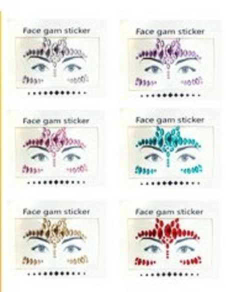 CRISTALES AUTOADHESIVOS PARA ROSTRO MODELOS Y COLORES SURTIDOS x1