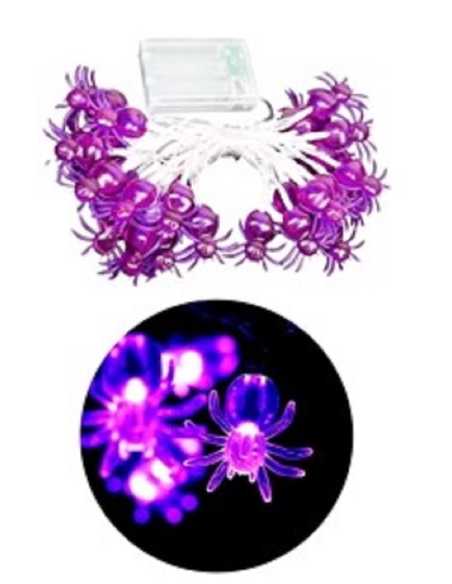 GUIRNALDA LED 10 LUCES HALLOWEEN ARAÑAS PILA AA CALIDA