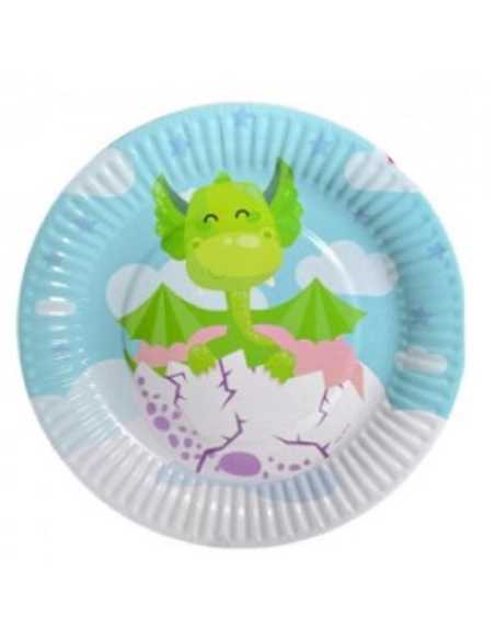 PLATO DE POLIPAPEL 17cm DRAGON x 6