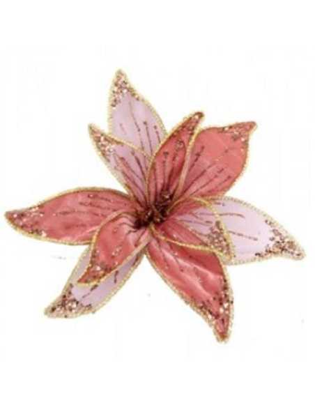 FLOR ROSA CON GLITTER GRANDE 17,5x32x32cm