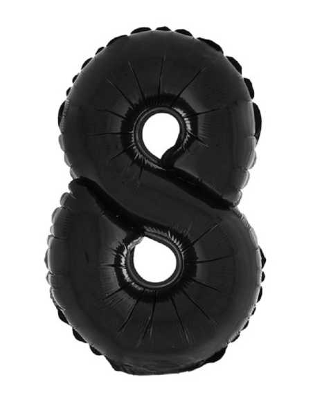 GLOBO METALIZADO 14" NUMERO NEGRO 8 x 1