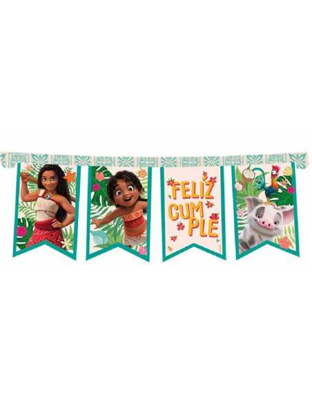 BANDERIN RECTANGULAR FELIZ CUMPLE MOANA 2 x 1