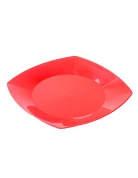 PLATO COMIDA CUADRADO 22cm ROJO x1