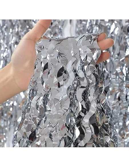 CORTINA METALIZADA ONDAS 1x2m PLATA