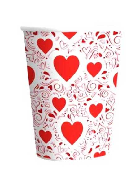VASO POLIPAPEL 8OZ CORAZONES x8