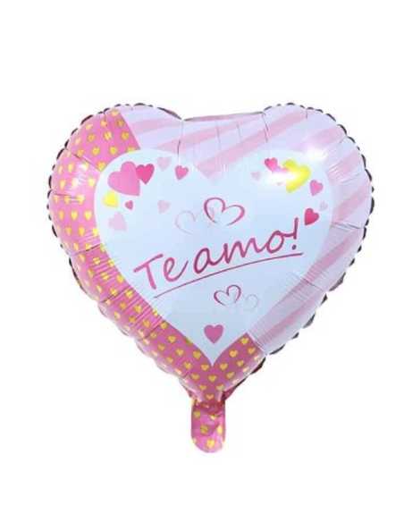 GLOBO METALIZADO 18" CORAZON TE AMO ROSA MINI CORAZONES 45cm x1