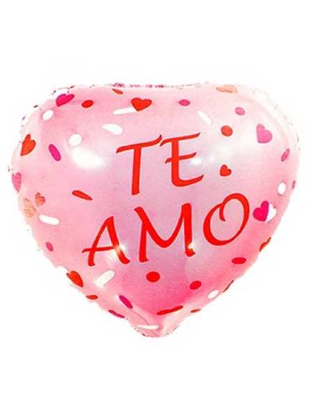 GLOBO METALIZADO 18" CORAZON TE AMO ROSA MINI CORAZONES 45cm x1