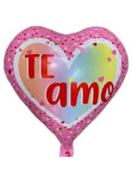 GLOBO METALIZADO 18" CORAZON TE AMO ROSA MINI CORAZONES 45cm x1