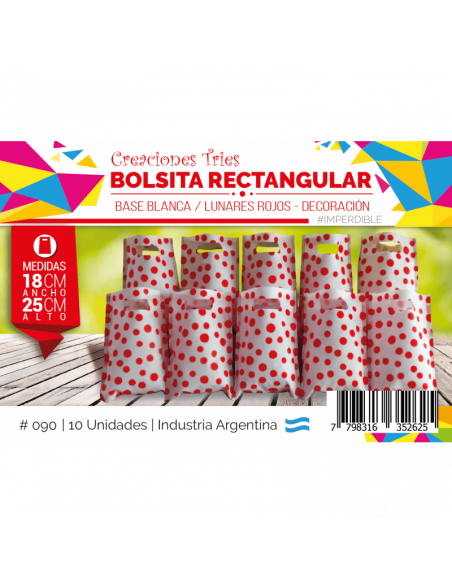 BOLSITA CUMPLE FANTASIA x10 COLOR 18x25cm LUNAR ROJO