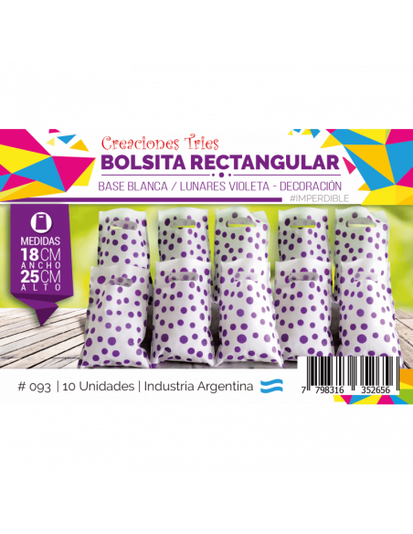 BOLSITA CUMPLE FANTASIA x10 COLOR 18x25cm LUNAR VIOLETA