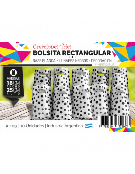 BOLSITA CUMPLE FANTASIA x10 COLOR 18x25cm LUNAR NEGRO