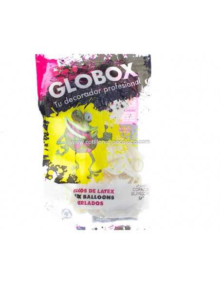 GLOBO 9" CORAZON PERLADO BLANCO