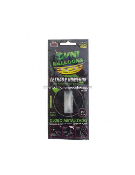 OVN-SL1 14" GLOBO METAL PLATA LETRA I x1 +PALITO 15CM